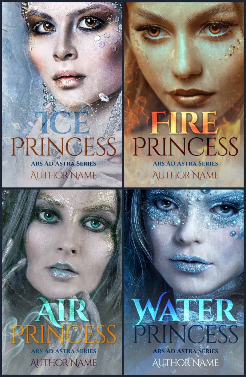 ELEMENT PRINCESSES FANTASY COVER BUNDLE, Water, Fire, Ice, Air; Fantasy, YA, Paranormal